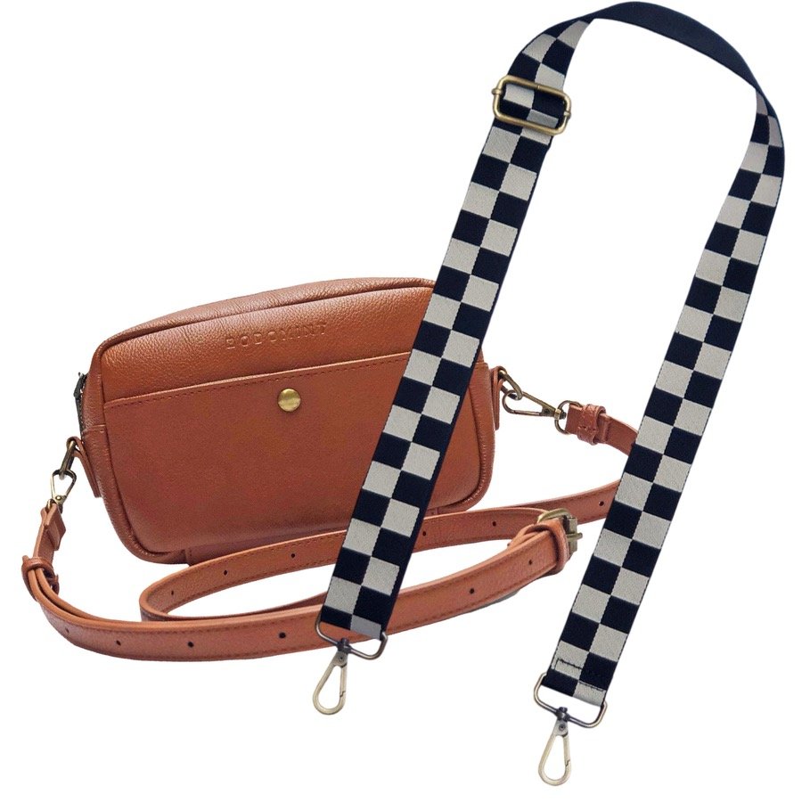 Bag and Strap Bundle: Checkered Strap and Bowie Pack in Camel